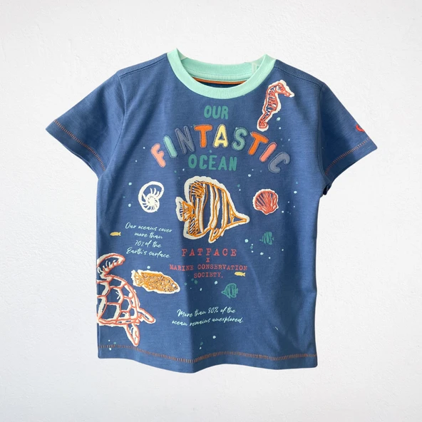 FatFace “Our Fintastic Ocean” Çocuk Tişört – Mavi