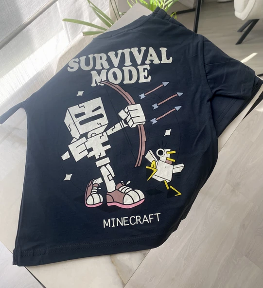 "Minecraft" Baskılı Erkek Çocuk Takımı (Siyah) - 4