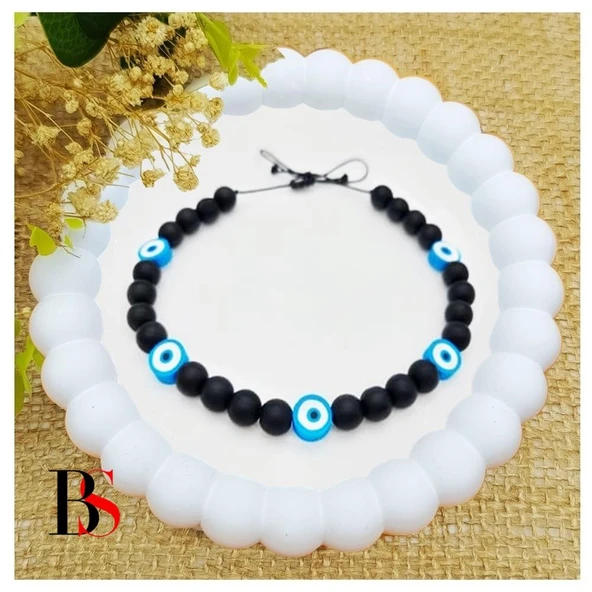 Nazar boncuklu & Oniks Doğal Taş Kedi Tasması - 2