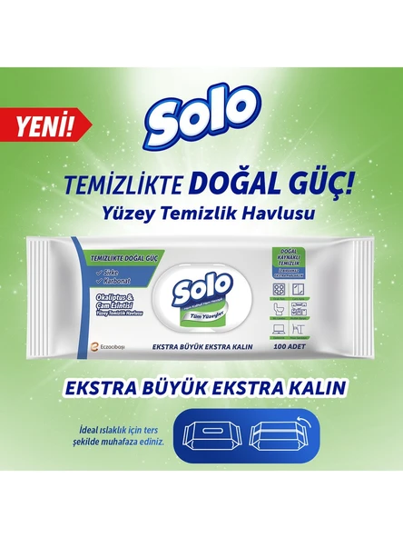 SOLO Yüzey Temizleme Havlusu Okaliptus & Çam Esintisi 100 Yaprak - Resim 2