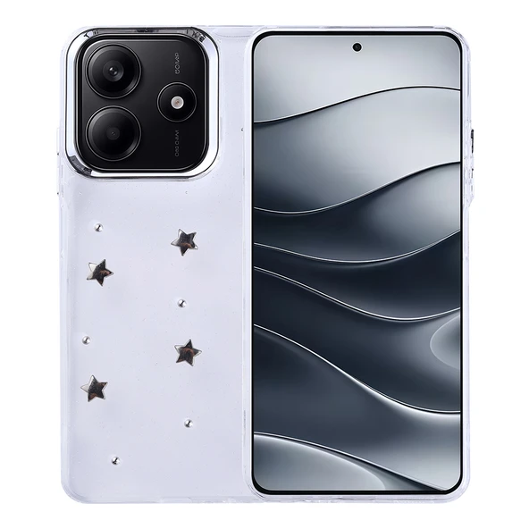 Xiaomi Redmi Note 14 4G Kılıf Airbag Tasarımlı Simli Şeffaf Kutup Kapak - Resim 5