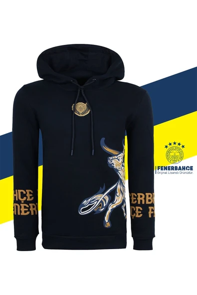 Fenerbahçe Orijinal Lisanslı Kapüşonlu Kolej Sweat + Bileklik ve Şal Kaşkol Set - 3