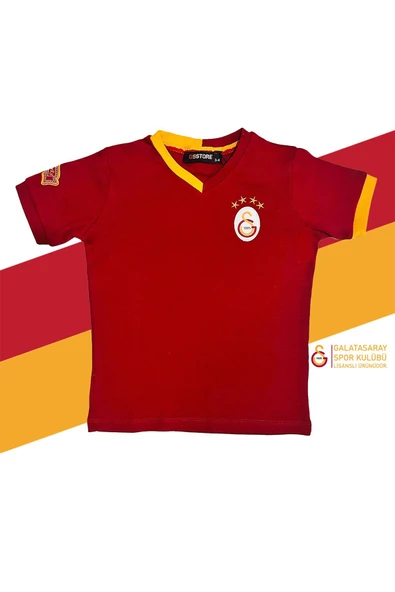 Galatasaray Orijinal Lisanslı Kırmızı Basic Çocuk T-shirt + Uçlu Kalem Set Hediyelik Ahşap Kutulu - 2