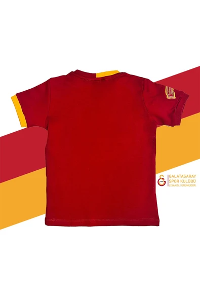 Galatasaray Orijinal Lisanslı Kırmızı Basic Çocuk T-shirt Gs Aslan Baskılı Hediyelik Ahşap Kutulu - 3