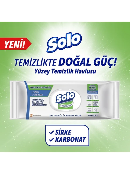 SOLO Yüzey Temizleme Havlusu Okaliptus & Çam Esintisi 100 Yaprak - Resim 3