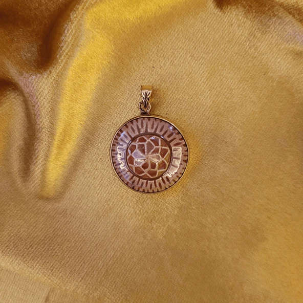 Vaha Zarafeti Bronz Çini Taşlı Çelik Zincir Kolye - 2