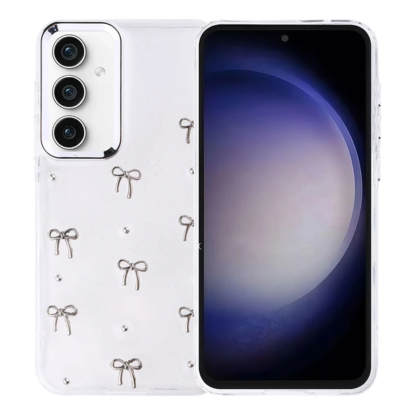 Samsung Galaxy S23 FE Kılıf Airbag Tasarımlı Simli Şeffaf Kutup Kapak - Resim 4