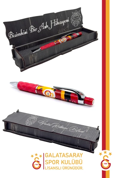 Galatasaray Orijinal Lisanslı Kırmızı Basic Çocuk T-shirt + Uçlu Kalem Set Hediyelik Ahşap Kutulu - 3
