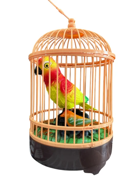 Deprem Habercisi Sesli Büyük İkili KAFESLİ Mega KUŞ CENNETİ Oyuncak Öten Kuş - 4