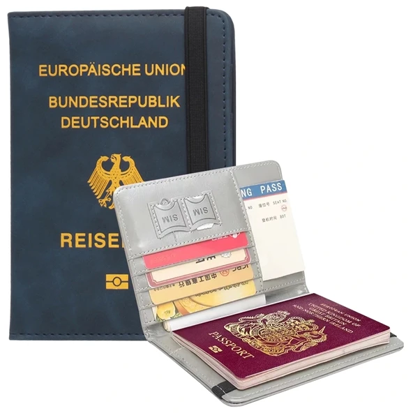 ALMANYA KAPAKLI SUNİ DERİ PASAPORT KILIFI CÜZDANI (RFID ENGELLEYİCİ) (5047)