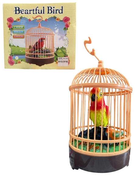 Deprem Habercisi Sesli Büyük İkili KAFESLİ Mega KUŞ CENNETİ Oyuncak Öten Kuş - 2