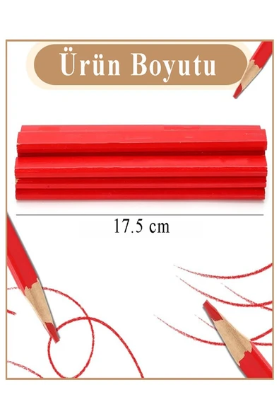 Marangoz Kalem Kırmızı Oval 24 Adet 1 Paket Kalın Oval Marangoz İnşaat Kalemi Aşap Beton İşaretleme Kalemi Kalın Kalem - Resim 4