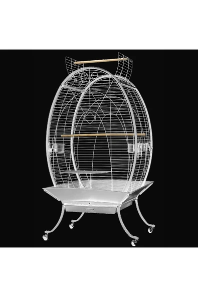 Dayang Oval Papağan Kafesi Ayaklı Beyaz 89x60x159 ürün görseli