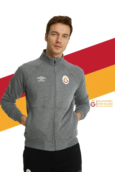 Galatasaray Orijinal Lisanslı Dik Yaka Fermuarlı Gri Sweat - Resim 4
