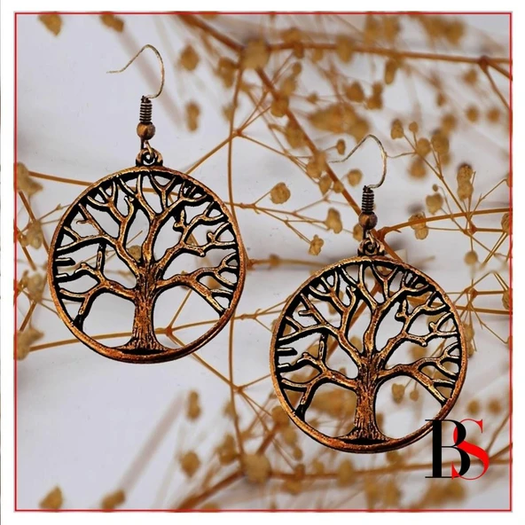Bronz Renk Hayat Ağacı Kadın Küpe - 2