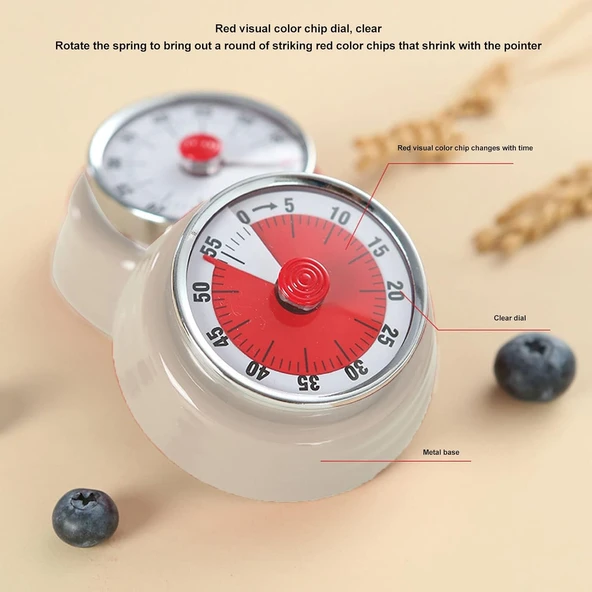 Mekanik Mutfak Zamanlayıcı Klasik Zilli Mutfak Zamanlayıcı Mıknatıslı - 5