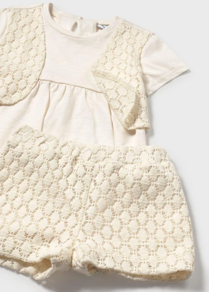 Mayoral Kız Bebek Güpürlü Şort Set - 3