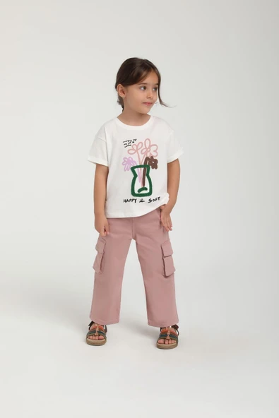 Kız Bebek Kargo Cepli İnce Pantolon