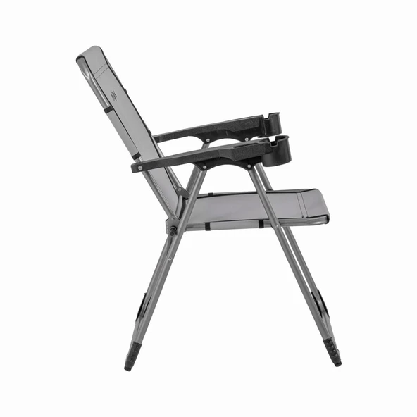 Katlanabilir Piknik ve Kamp Sandalyesi - Bardaklıklı - Rock - Kül Gri (A-14)- 140KG Taşıma - 8