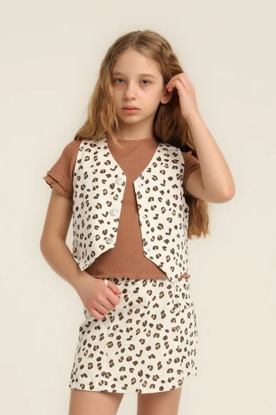 Kız Çocuk Baskılı Yelek