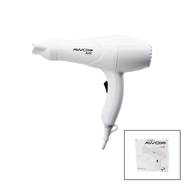 AWOX ALİZE  BEYAZ  SAÇ KURUTMA - FÖN MAKİNESİ  + DAR ŞEKİLLENDİRİCİ BAŞLIK   2 KADEME ISI AYARI   1200W (5047)