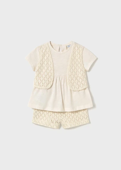 Mayoral Kız Bebek Güpürlü Şort Set