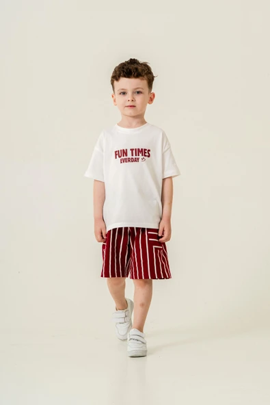 Mackays Erkek Çocuk Çizgili Penye Şort Takım - Resim 2