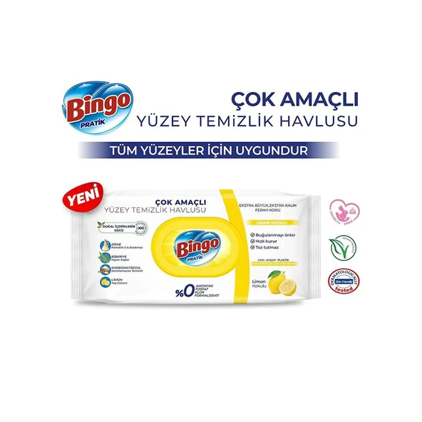 BİNGO  Limon Katkılı Yüzey Temizlik Havlusu 96 Yapraklı X 3 Adet - 2
