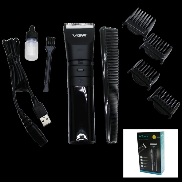 IPX7 SUYA DAYANIKLI 2 KADEMELİ TURBO - LED GÖSTERGE USB ŞARJLI SAÇ SAKAL KESME - TRAŞ MAKİNESİ  V-286 (5047)