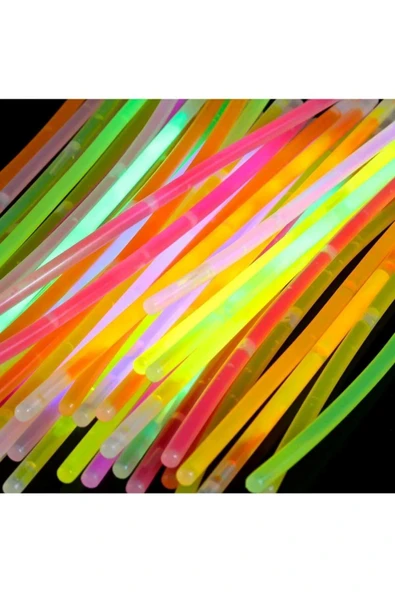 Glow 50 adet (50çubuk+50bağlantı aparat)Fosforlu Neon Karanlıkta Parlayan Çubuklar Bileklik Kolye Yapma seti - 6