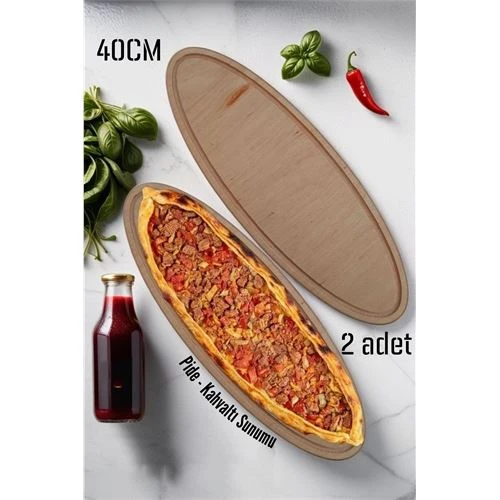 ModaCar Ahşap Pide Sunum ve Kesim Tahtası 2 adet 40 Cm
