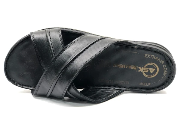 Asker 1922-25 %100 Hakiki Deri Erkek Full Ortapedik Terlik - Resim 7