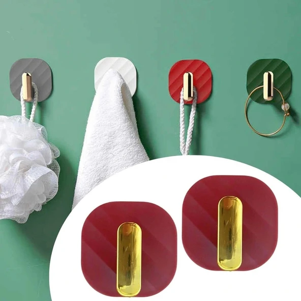 2li Yapışkanlı Retro Askılık Dolap Kapak Kulpu Kırmızı (5047)