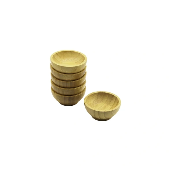 6 PCS MİNİ=6CM AHŞAP BAMBU LOKUMLUK - ÇEREZLİK KASE (5047)
