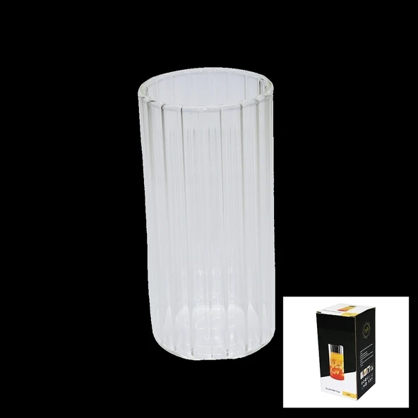 ÇİZGİLİ - UZUN CAM BARDAK 360ML KAHVE - SUNUM - MEŞRUBAT (5047)