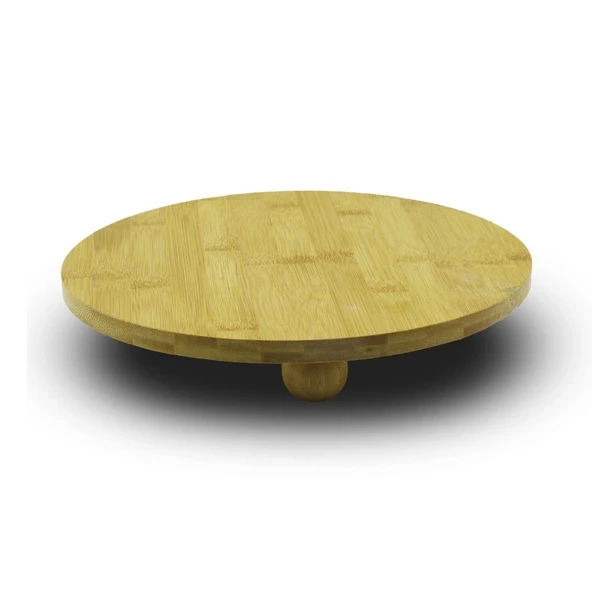 YUVARLAK=29CM   3 MİNİ TOP AYAKLI  AHŞAP BAMBU SUNUM TAHTASI - MİNİ SOFRA (5047)