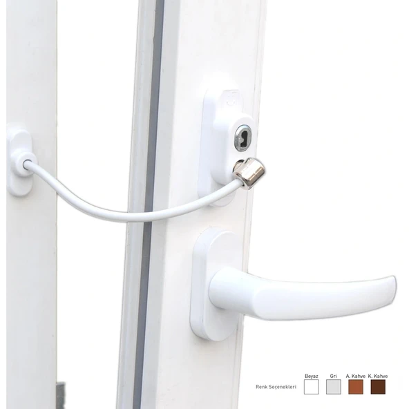 Anahtarlı Halatlı Pvc Kapı Pencere Emniyet Kilidi (5047)