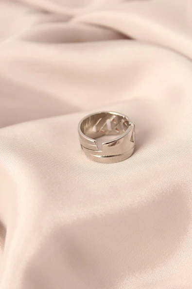 Gümüş Renk Metal Taşlı Model Ayarlanabilir Kadın Yüzük - TJ-BYK2152 - 2