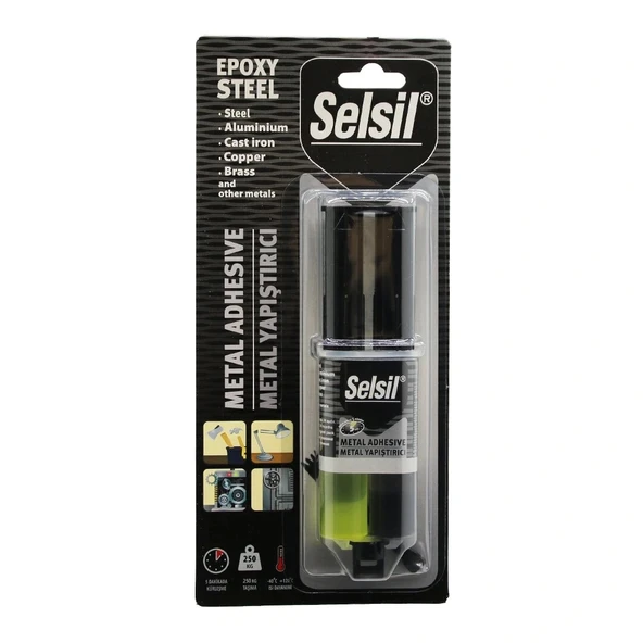 SELSİL EPOXY STEEL METAL ŞIRINGA EPOKSİ YAPIŞTIRICI 28GR. METAL - ÇELİK - ALÜMİNYUM - AHŞAP - PLASTİK (5047)