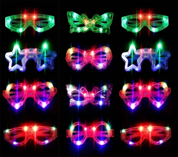 Led Işıklı Karışık 6 Model Yanar Söner Parti Gözlüğü 12 Adet (5047)