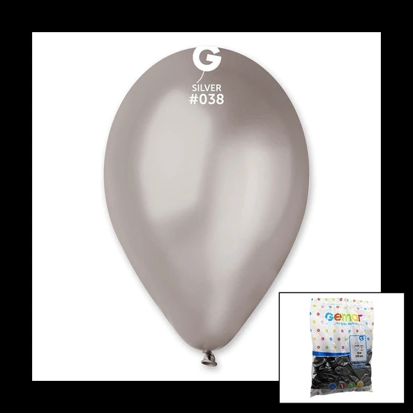 GM-110-38 METALİK - GÜMÜŞ BALON 11&apos;&apos; - 28CM - 100 PARÇA (5047)