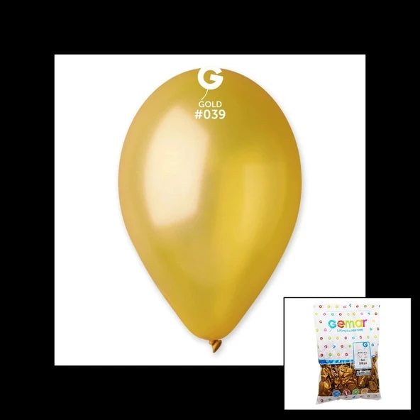 GM-110-39 METALİK - ALTIN BALON 11&apos;&apos; - 28CM - 100 PARÇA (5047)