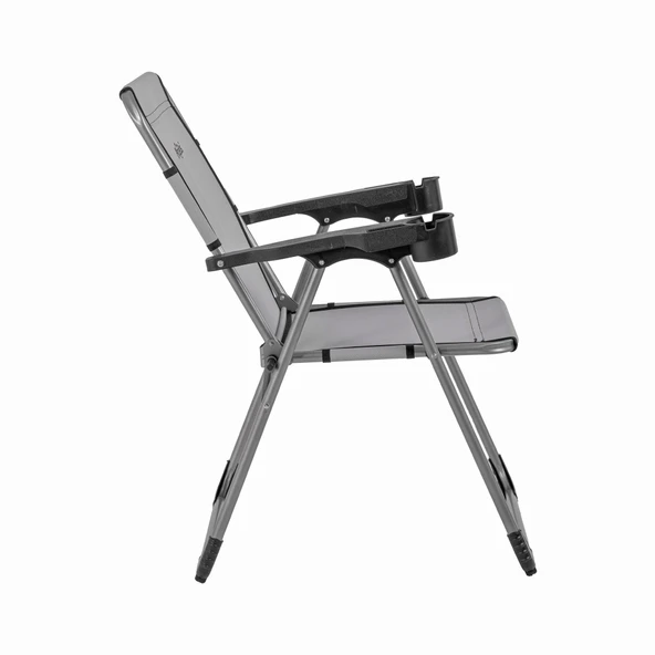 Katlanabilir Piknik ve Kamp Sandalyesi - Bardaklıklı - Rock - Kül Gri (A-14)- 140KG Taşıma - Resim 3