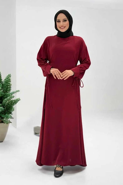 Bağlama Detaylı Elbise 6015 Bordo