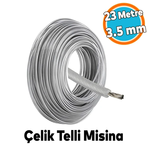 Çelik Telli Misina Motorlu Tırpan Yuvarlak Çim Ot Biçme Teli Güçlü Performans 3.5 mm 23 Metre