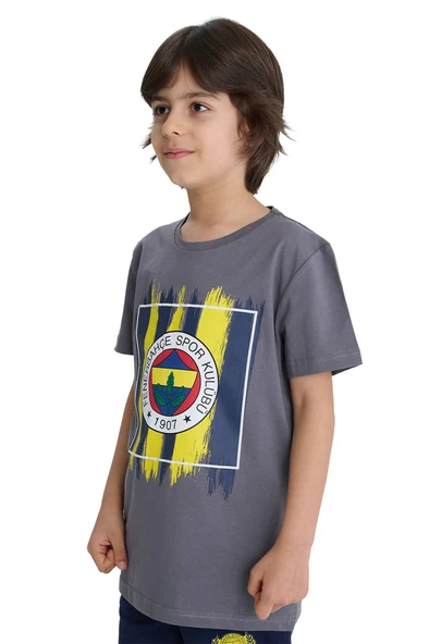 Fenerbahçe Orijinal Renkli Logo Sıfır Yaka Çocuk T-Shirt Uçlu Kalem Hediyelik Set Ahşap Kutulu - 6