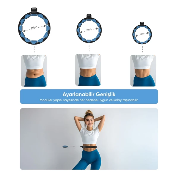 Şımart Akıllı Egzersiz Çemberi Ayarlanabilir, Ağırlıklı Uygulama Destekli - 5
