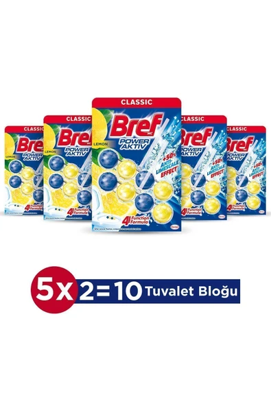 Power Aktiv Katı Tuvalet Bloğu 5 Adet Limon Ikili (5'Lİ SET)