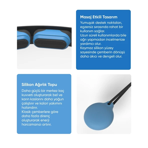 Şımart Akıllı Egzersiz Çemberi Ayarlanabilir, Ağırlıklı Uygulama Destekli - 7