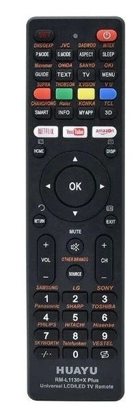 HUAYU KL RM-L1130+X PLUS SİYAH UNIVERSAL LCD LED TV KUMANDA (5047)